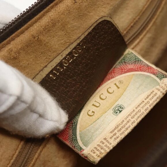 GUCCI GG Supreme Web Sherry Line Bag PVC Beige Gold 111 02 007 Auth bs29491 - Picture 13 of 16